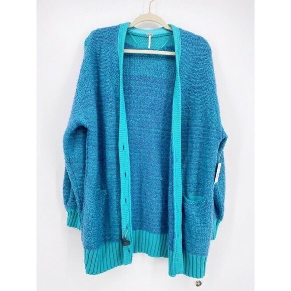 Free People Snow Drop Cardigan Sweater Long Button - Picture 2 of 6